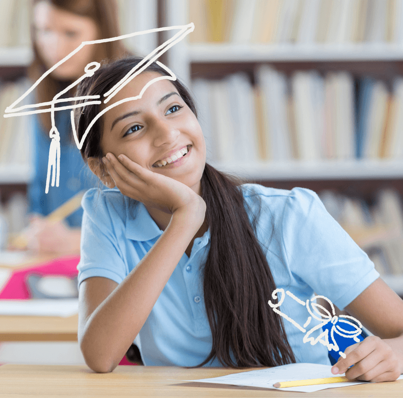 Students studying in library